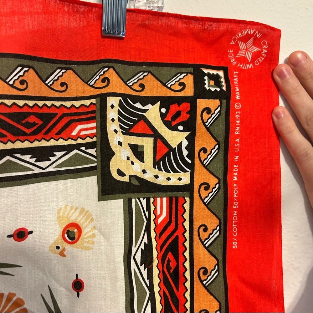 Vintage Wancraft Made in USA Cotton Blend Scarf / Bandana - Picture 5 of 8